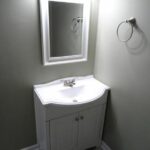 New Faucet, Cabinet, Mirror Upgrade, All in White Paint