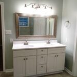 Big Rectangular Mirror with Designer Lights on the Top