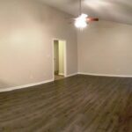 Laminated Floor, Fireplace, and Ceiling Fan with Lights