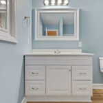 Bath Redo with White Cabinets and Mirror with Lights